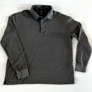 Land’s End Men’s gray herringbone pattern pullover polo